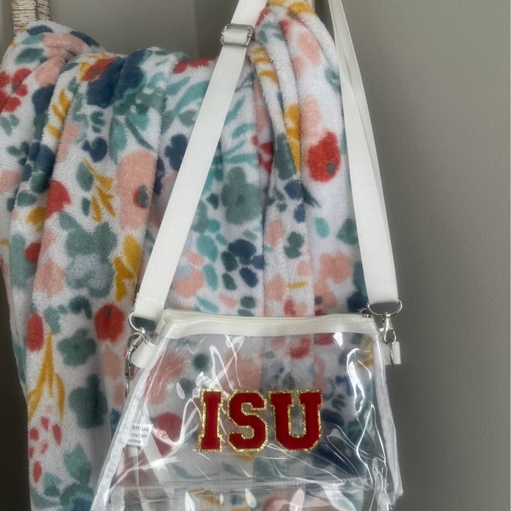 Clear ISU Crossbody Bag with White Strap